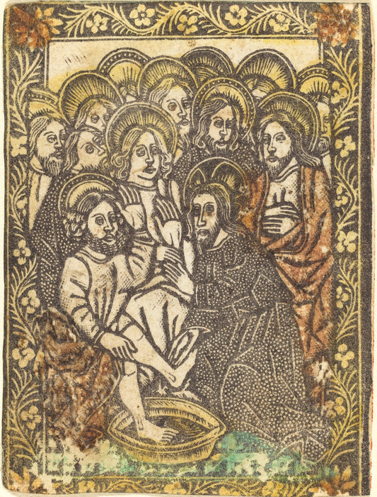 1460/1480 by Workshop of Master of the Borders with the Four Fathers of the Church (Christ Washing the Feet of the Apostles), 16X12"(A3)Poster Print