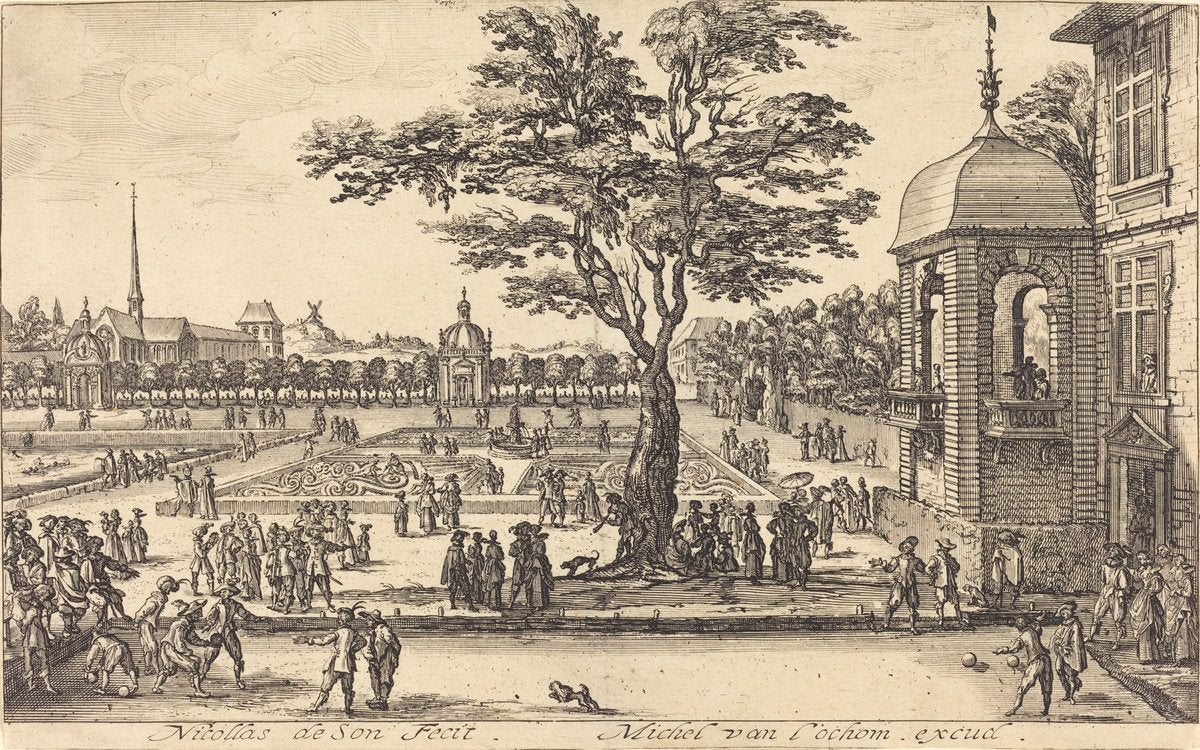 View of a Garden by Nicolas de Son (French, active 1620s), 16X12"(A3)Poster Print