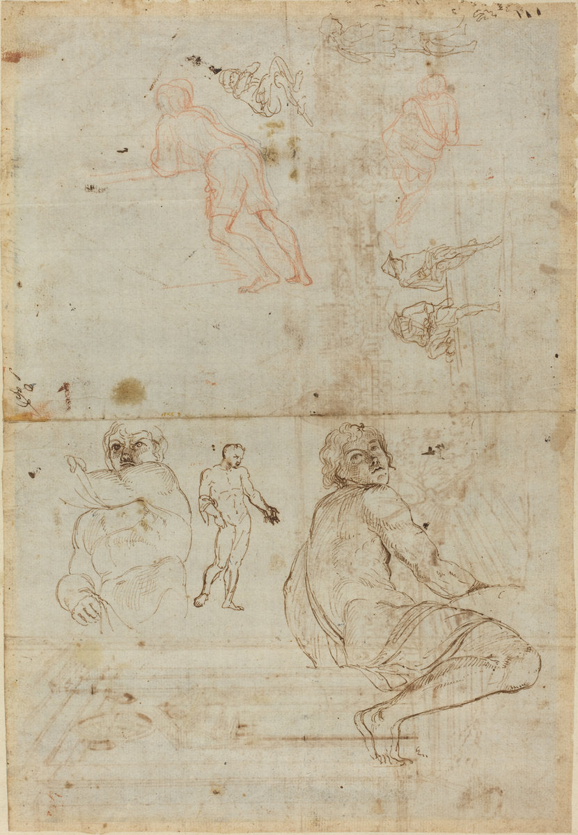Figures from the Farnese Palace and from Life by Gaspar van Wittel after Annibale Carracci (Dutch, 1652/1653 - 1736), 16X12"(A3)Poster Print