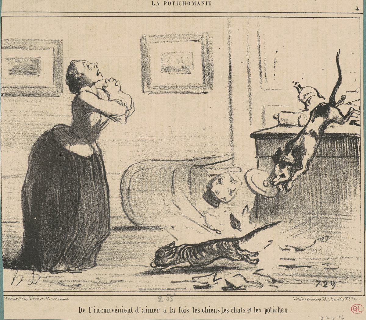 De l'inconvénient d'aimer a la fois ... by Honoré Daumier (French, 1808 - 1879), 16X12"(A3)Poster Print