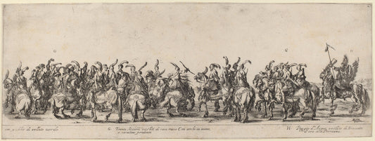 Thirty Archers and Pages by Stefano Della Bella (Italian, 1610 - 1664), 16X12"(A3)Poster Print