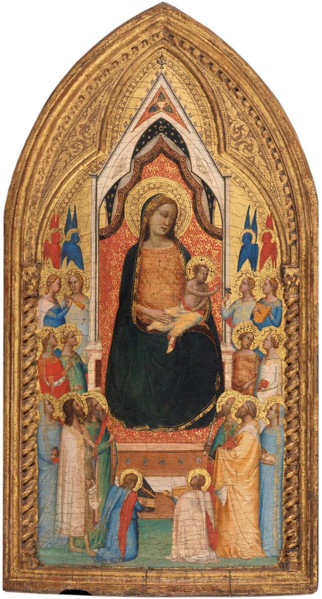 Madonna and Child with Saints and Angels by Bernardo Daddi (active by 1320, died probably 1348), 16X12"(A3)Poster Print