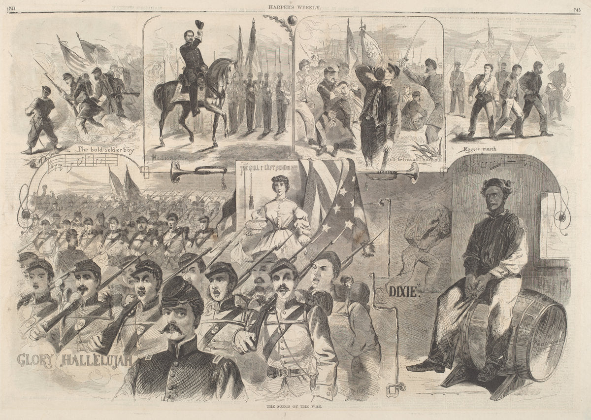 published 1861 by after Winslow Homer (The Songs of War), 16X12"(A3)Poster Print