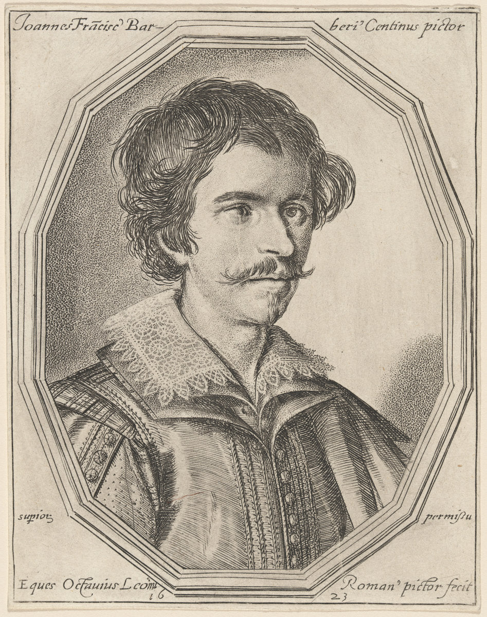 Giovanni Francesco Barbieri, called Guercino by Ottavio Leoni (Roman, c. 1578 - 1630), 16X12"(A3)Poster Print