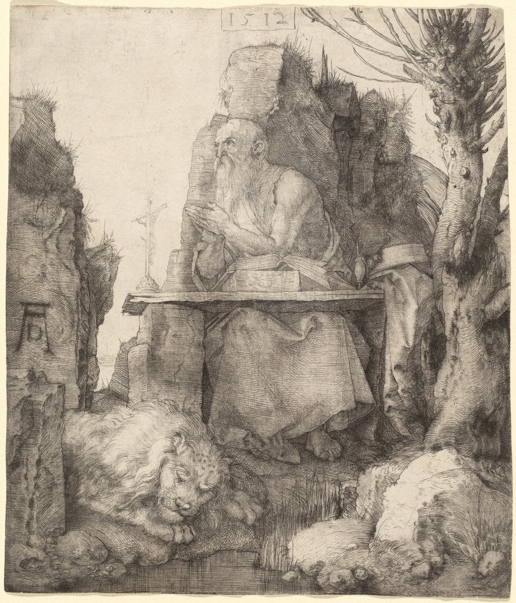 Saint Jerome by the Pollard Willow by Albrecht Dürer (German, 1471 - 1528), 16X12"(A3)Poster Print