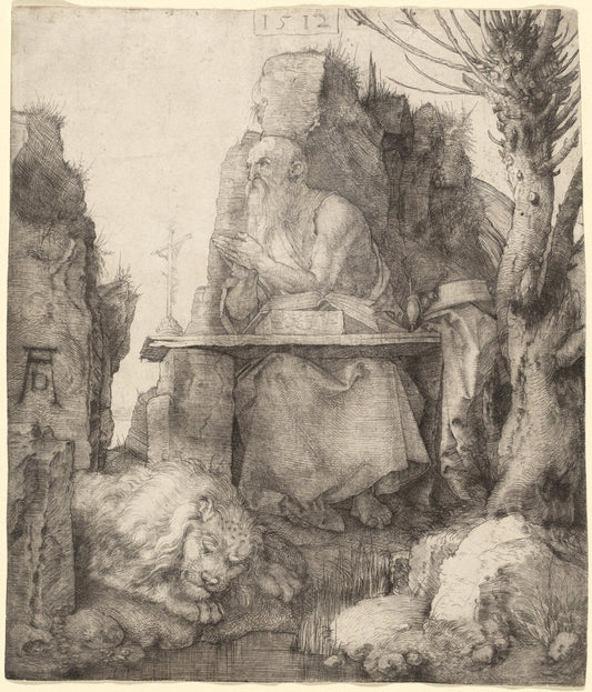 Saint Jerome by the Pollard Willow by Albrecht Dürer (German, 1471 - 1528), 16X12"(A3)Poster Print
