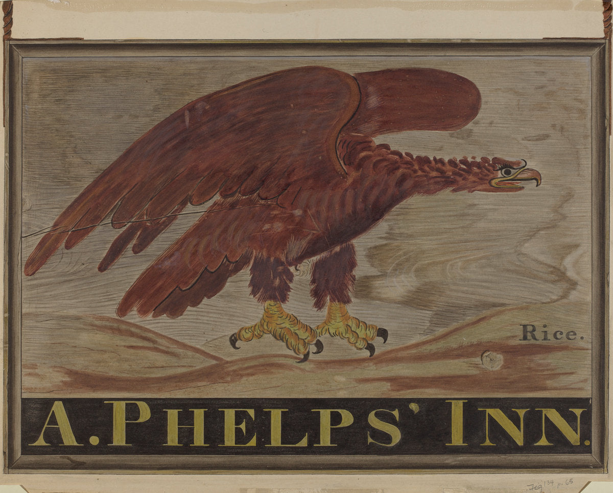 Inn Sign: "A. Phelps'" by Martin Partyka (American, active c. 1935), 16X12"(A3)Poster Print
