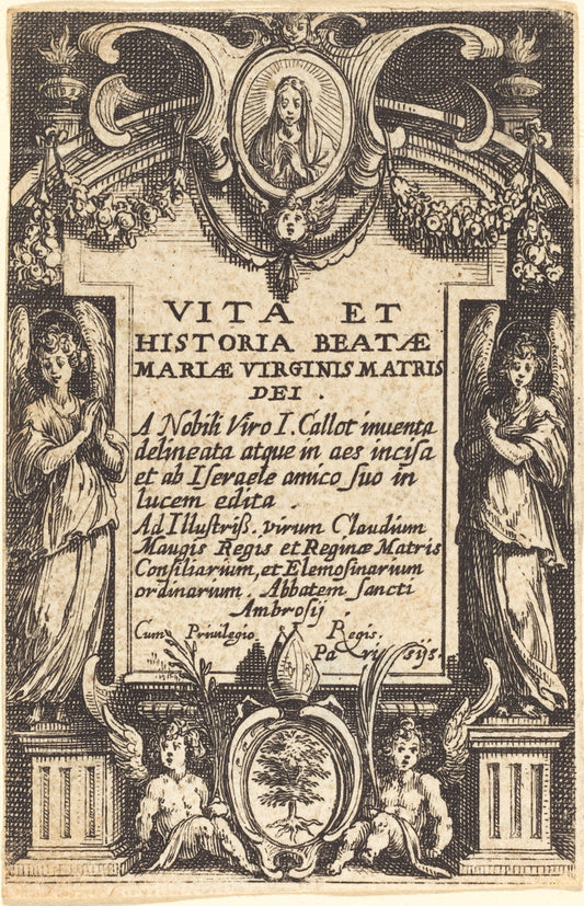 Frontispiece for "The Life of the Virgin" by Jacques Callot (French, 1592 - 1635), 16X12"(A3)Poster Print