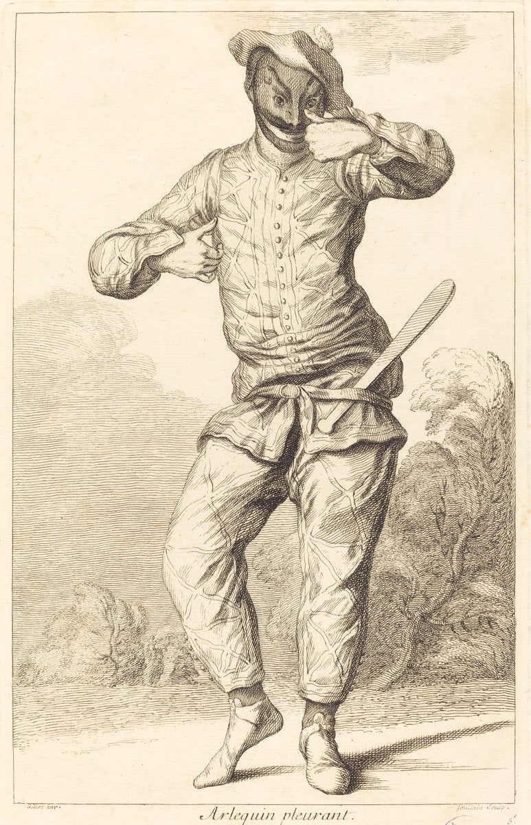Arlequin pleurant by François Joullain after Claude Gillot (French, 1697 - 1778), 16X12"(A3)Poster Print