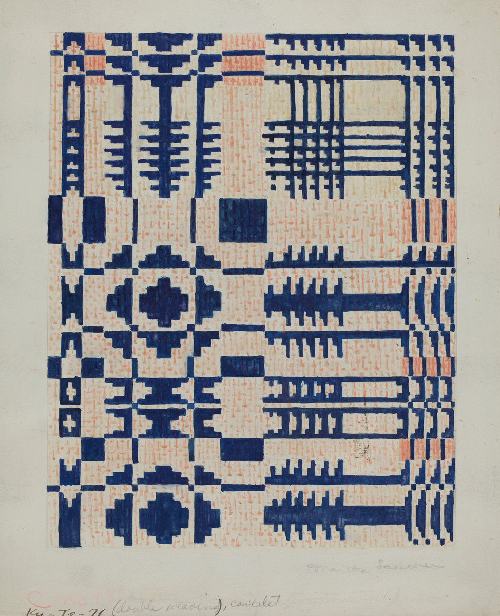 Shaker Coverlet by Martha Sancher (American, active c. 1935), 16X12"(A3)Poster Print