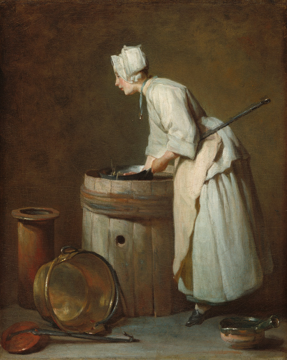 The Scullery Maid by Jean-Siméon Chardin (French, 1699 - 1779), 16X12"(A3)Poster Print