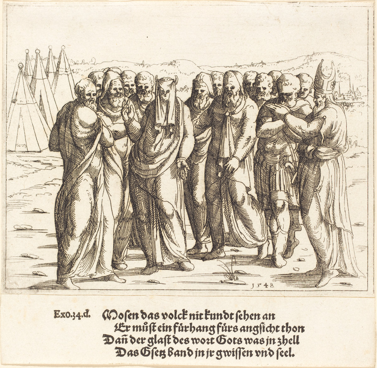 Moses Speaks to the Children of Israel by Augustin Hirschvogel (German, 1503 - 1553), 16X12"(A3)Poster Print