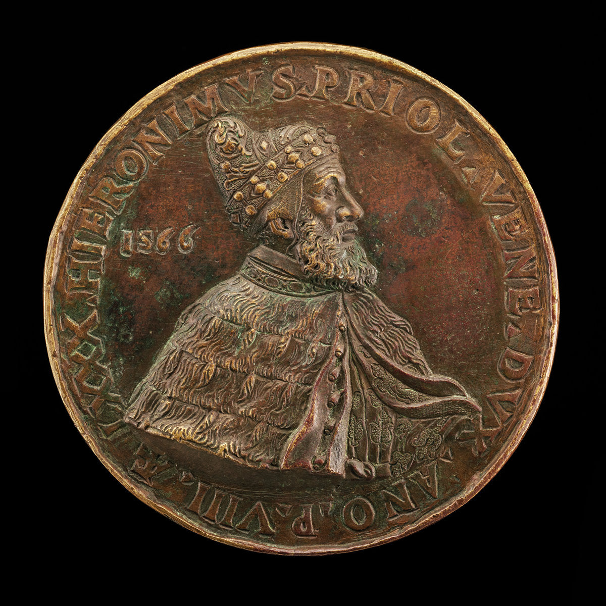 1566 by Italian 16th Century (Girolamo Priuli, 1486-1567, Doge of Venice 1559 [obverse]), 16X12"(A3)Poster Print
