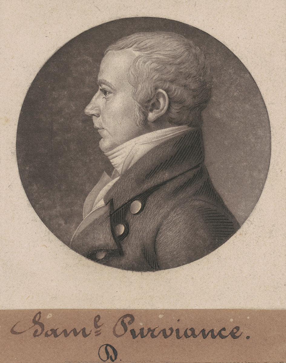 Samuel Dinsmore Purviance by Charles B. J. Févret de Saint-Mémin (French, 1770 - 1852), 16X12"(A3)Poster Print