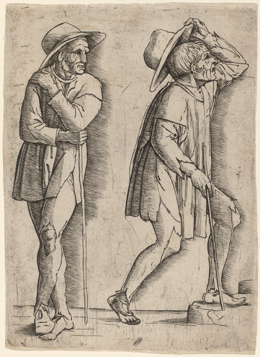 c. 1480/1500 by Workshop of Andrea Mantegna (Two Peasants), 16X12"(A3)Poster Print