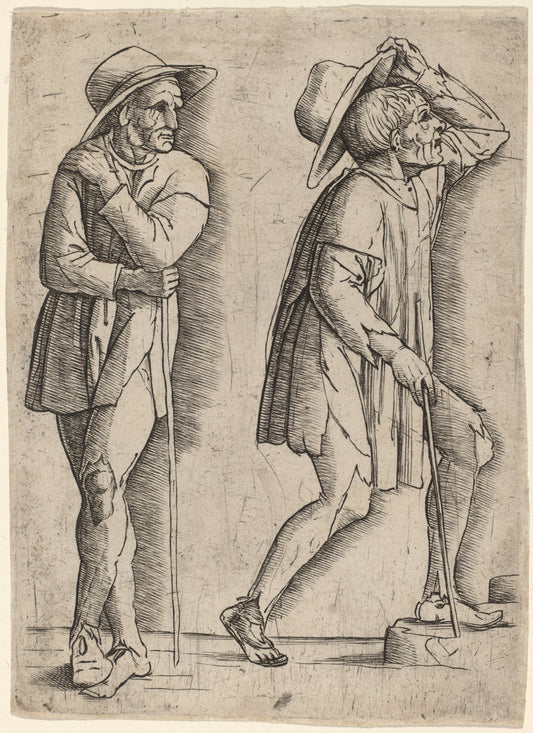 c. 1480/1500 by Workshop of Andrea Mantegna (Two Peasants), 16X12"(A3)Poster Print