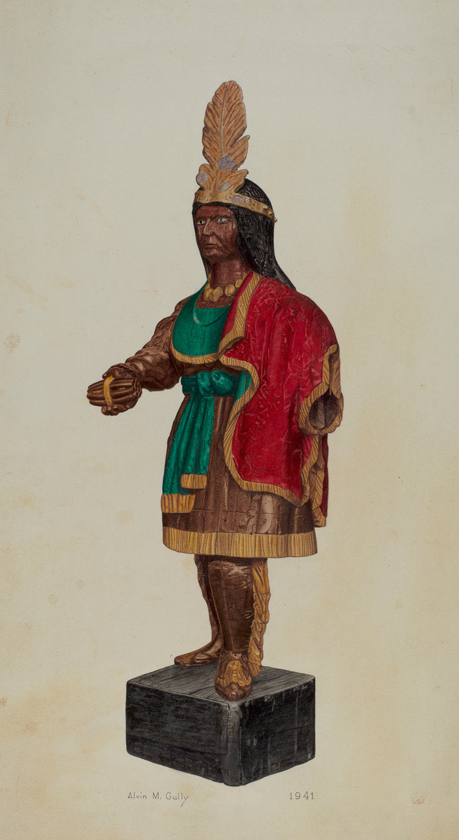 Cigar Store Indian by Alvin M. Gully (American, active c. 1935), 16X12"(A3)Poster Print