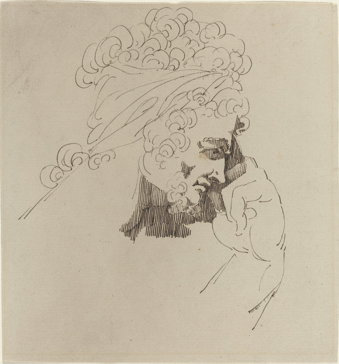 Head of a Man by Master of the Giants (British, active 1779), 16X12"(A3)Poster Print