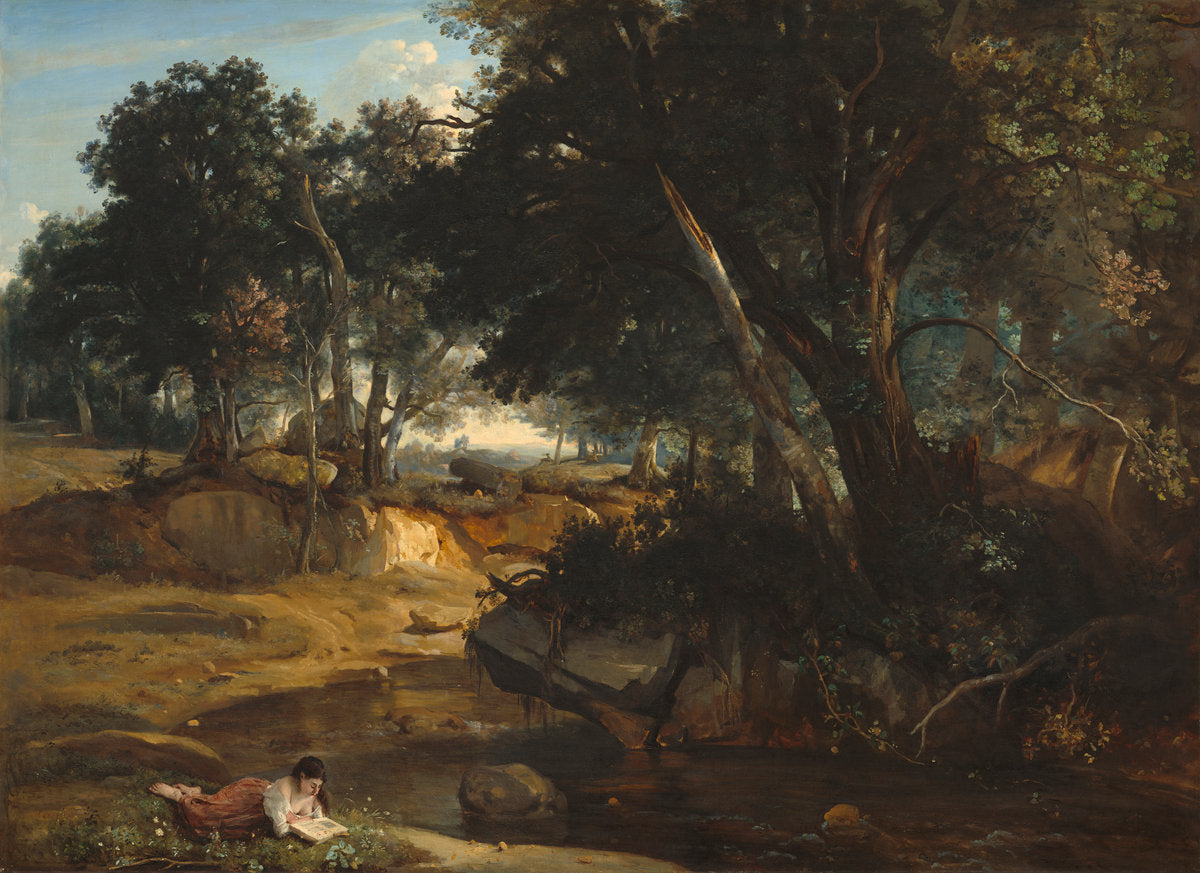 Forest of Fontainebleau by Jean-Baptiste-Camille Corot (French, 1796 - 1875), 16X12"(A3)Poster Print
