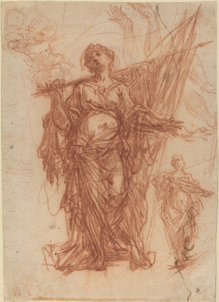 Female Saint Carrying a Banner [recto] by Baldassare Franceschini (Florentine, 1611 - 1689), 16X12"(A3)Poster Print