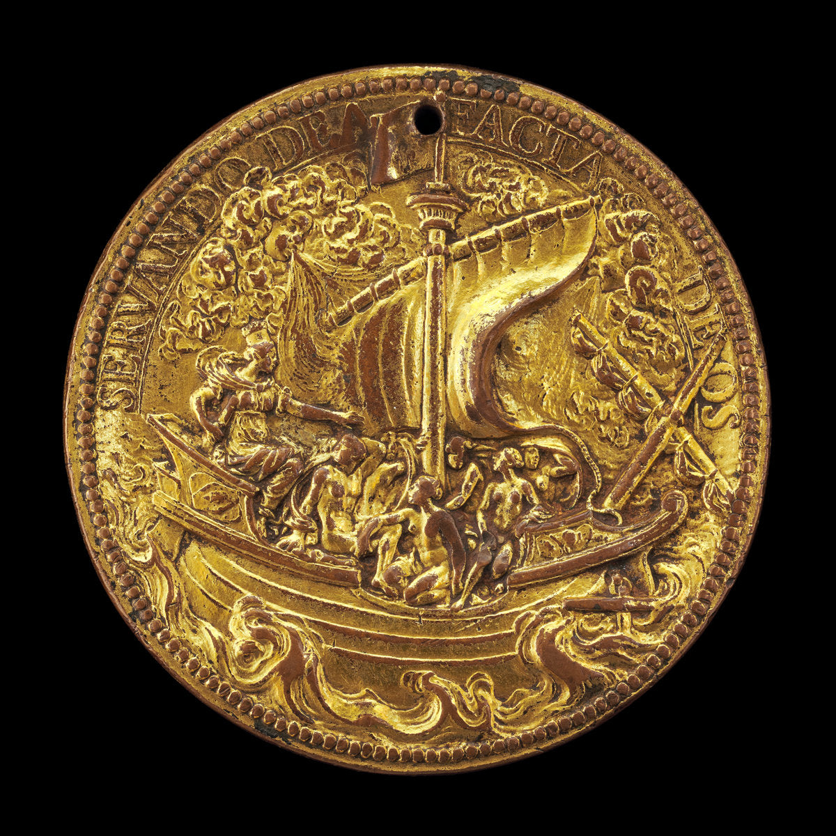 The Queen at the Helm of a Ship in Stormy Seas [reverse] by Guillaume Dupré (French, c. 1574 - 1642), 16X12"(A3)Poster Print