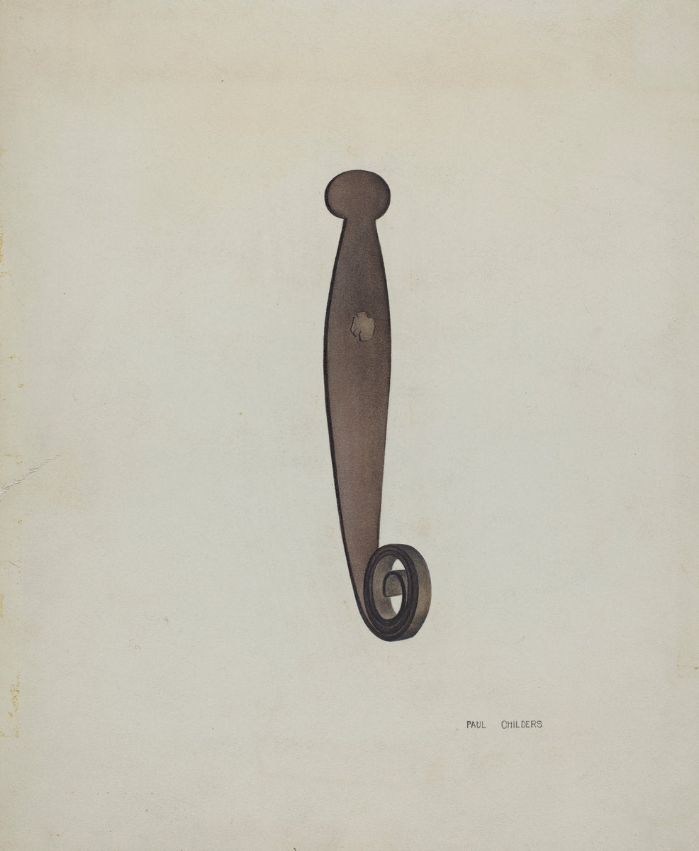 Iron Shutter Latch by William Paul Childers (American, active c. 1935), 16X12"(A3)Poster Print