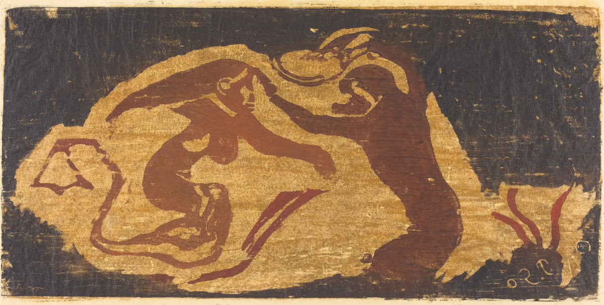 The Mermaid and the Monkey by Paul Gauguin (French, 1848 - 1903), 16X12"(A3)Poster Print