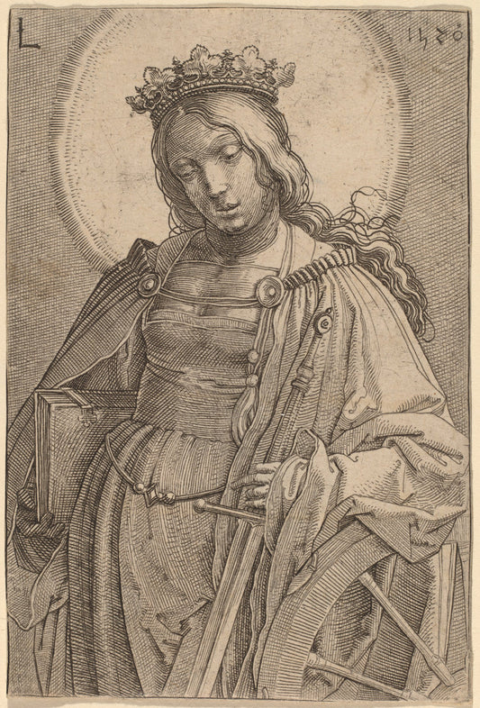 Saint Catherine by Lucas van Leyden (Netherlandish, 1489/1494 - 1533), 16X12"(A3)Poster Print