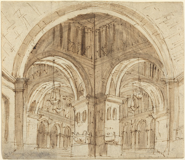 Design for a Vaulted Hall by Lorenzo Sacchetti (Paduan, 1759 - after 1834), 16X12"(A3)Poster Print
