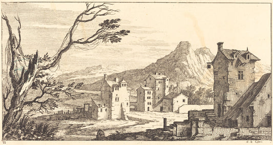 Landscape with Houses by Sébastien Le Clerc I (French, 1637 - 1714), 16X12"(A3)Poster Print