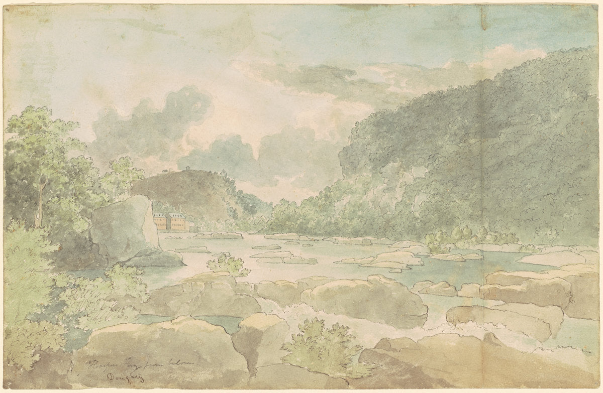 Harpers Ferry from Below by Thomas Doughty (American, 1791 - 1856), 16X12"(A3)Poster Print