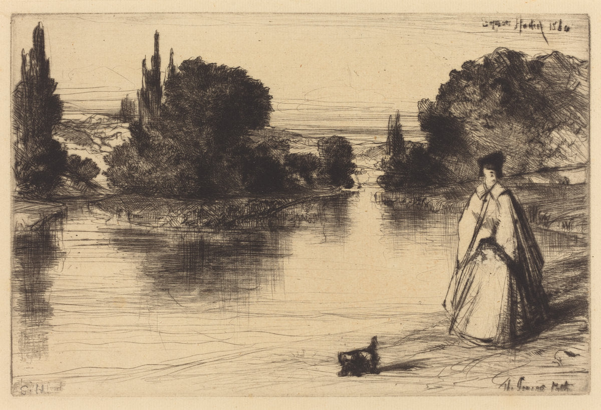 The Towing Path by Francis Seymour Haden (British, 1818 - 1910), 16X12"(A3)Poster Print