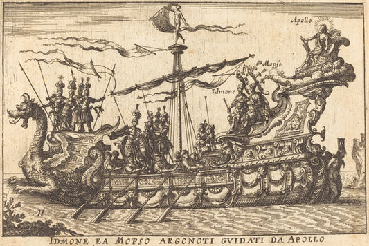 Idinone ea Mopso Argonoti guidati da Apollo by Balthasar Moncornet after Remigio Cantagallina (French, c. 1600 - 1668), 16X12"(A3)Poster Print