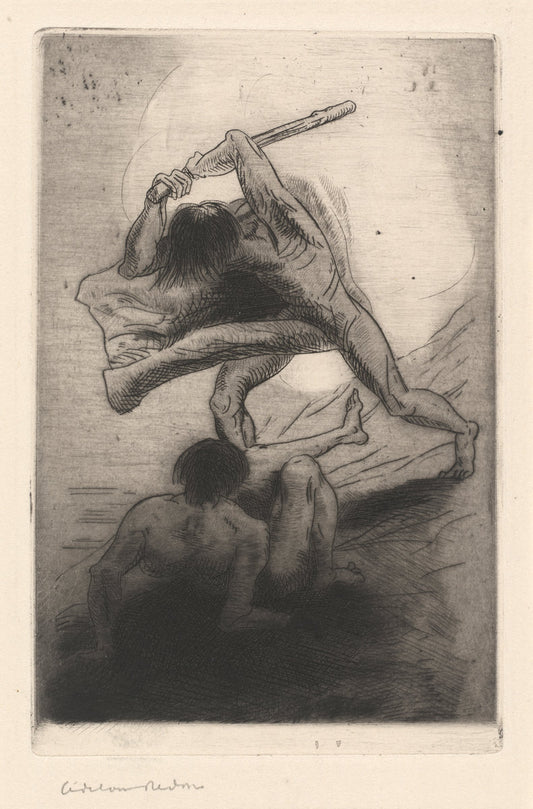 Cain and Abel by Odilon Redon (French, 1840 - 1916), 16X12"(A3)Poster Print