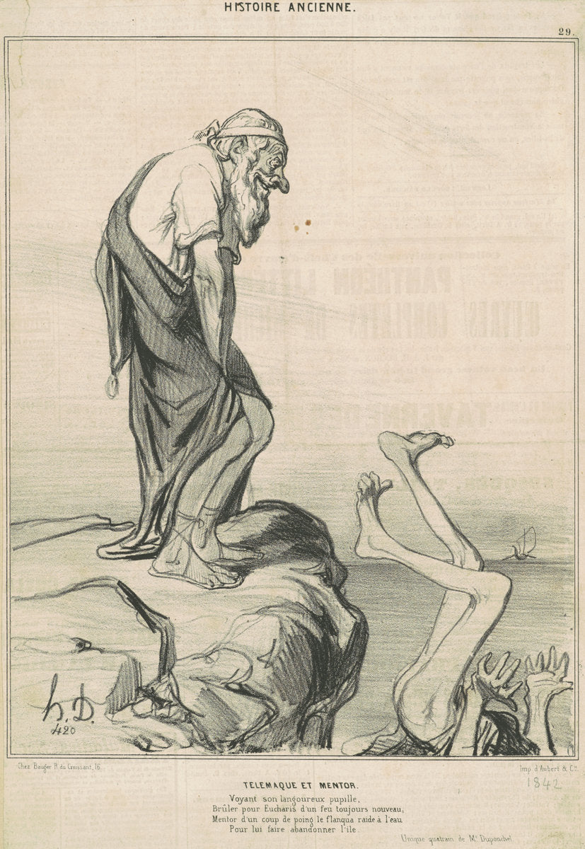Télémaque et Mentor by Honoré Daumier (French, 1808 - 1879), 16X12"(A3)Poster Print