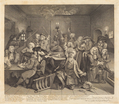 A Rake's Progress: pl.6 by William Hogarth (English, 1697 - 1764), 16X12"(A3)Poster Print