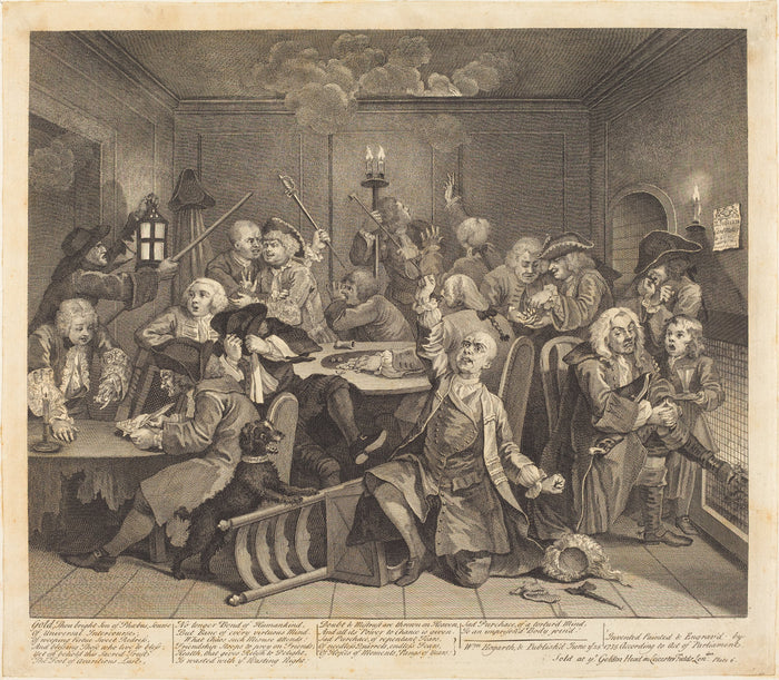 A Rake's Progress: pl.6 by William Hogarth (English, 1697 - 1764), 16X12