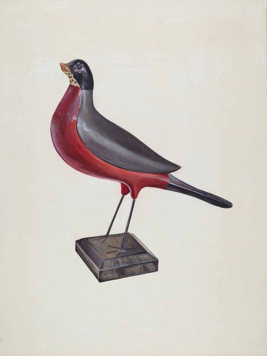 Carved Wood Robin by James McLellan (American, active c. 1935), 16X12"(A3)Poster Print
