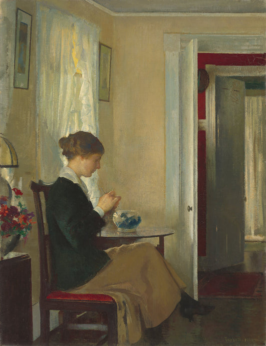 Josephine Knitting by Edmund Tarbell (American, 1862 - 1938), 16X12"(A3)Poster Print