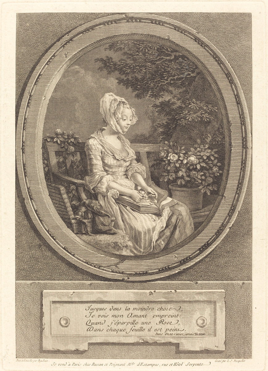 Jusques dans la moindre chose by Louis-Joseph Masquelier after Pierre-Antoine Baudouin (French, 1741 - 1811), 16X12"(A3)Poster Print
