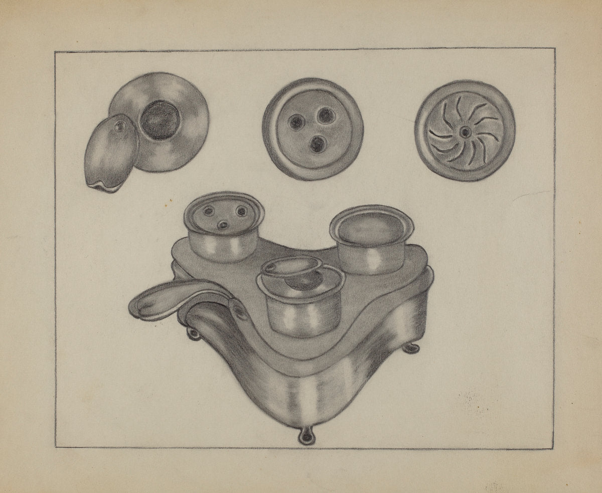 Pewter Desk Set by Mae Szilvasy (American, active c. 1935), 16X12"(A3)Poster Print