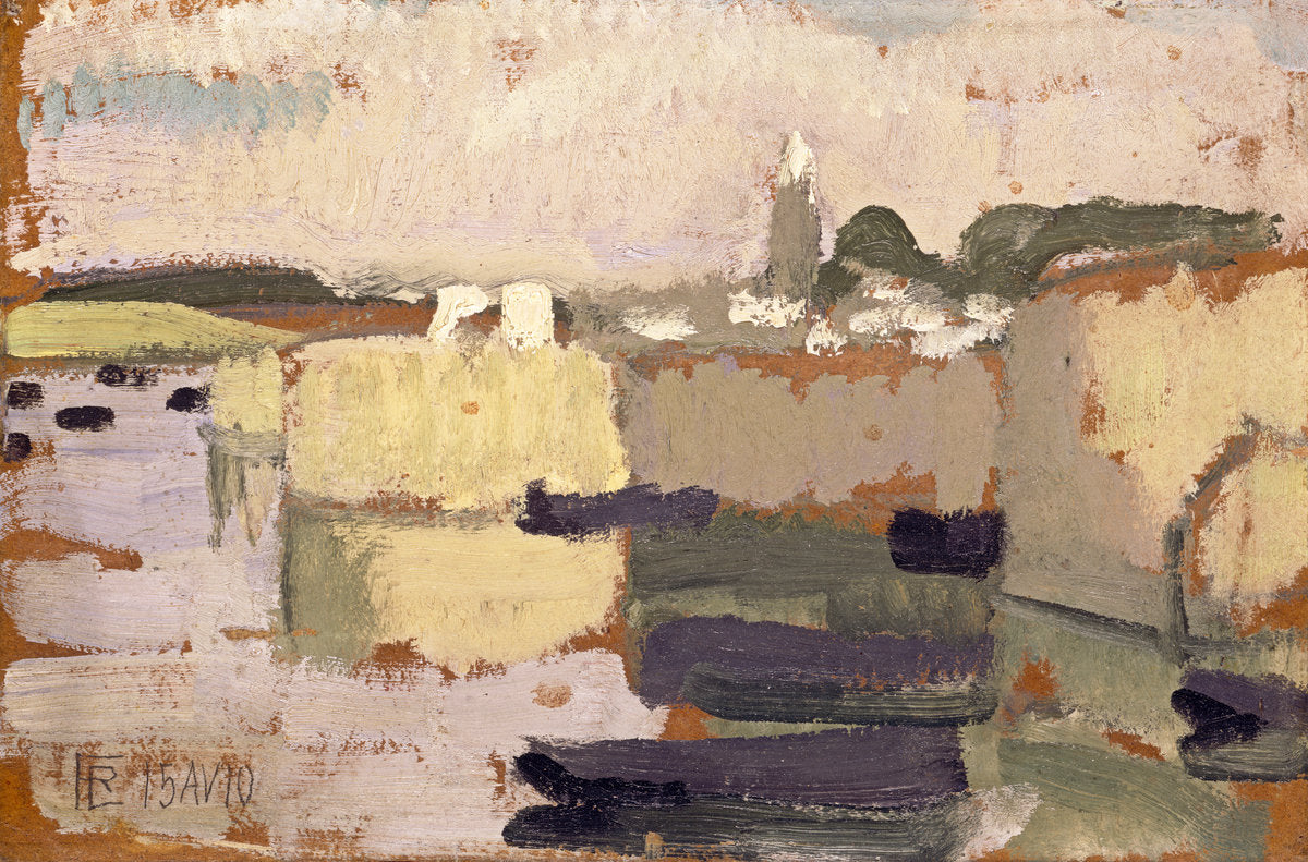 Village at the Water's Edge by Roger de La Fresnaye (French, 1885 - 1925), 16X12"(A3)Poster Print