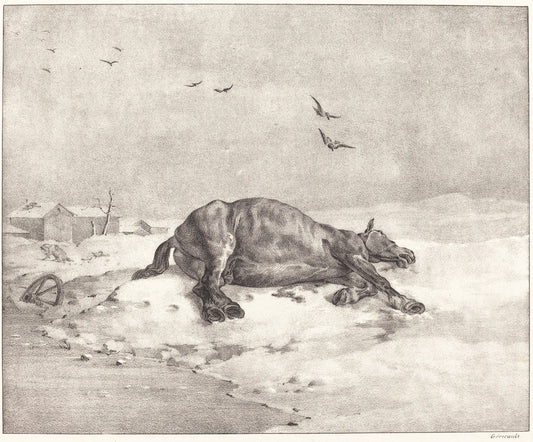 Dead Horse by Théodore Gericault (French, 1791 - 1824), 16X12"(A3)Poster Print