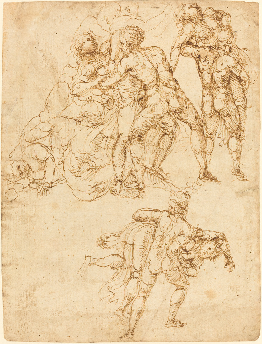 Studies for the Rape of the Sabine Women [verso] by Pirro Ligorio (Italian, c. 1513 - 1583), 16X12"(A3)Poster Print