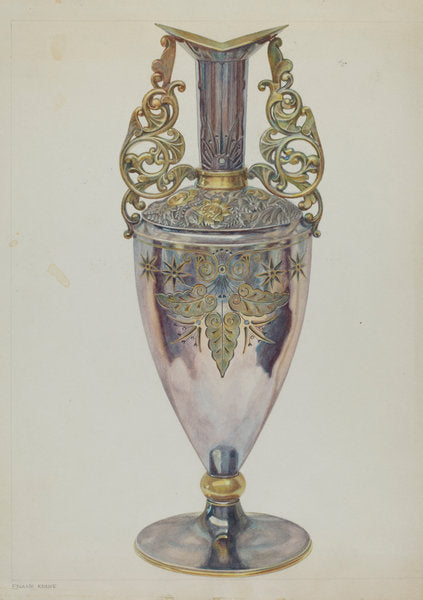 Silver Vase of "Blue" Silver by Frank M Keane (American, active c. 1935), 16X12"(A3)Poster Print