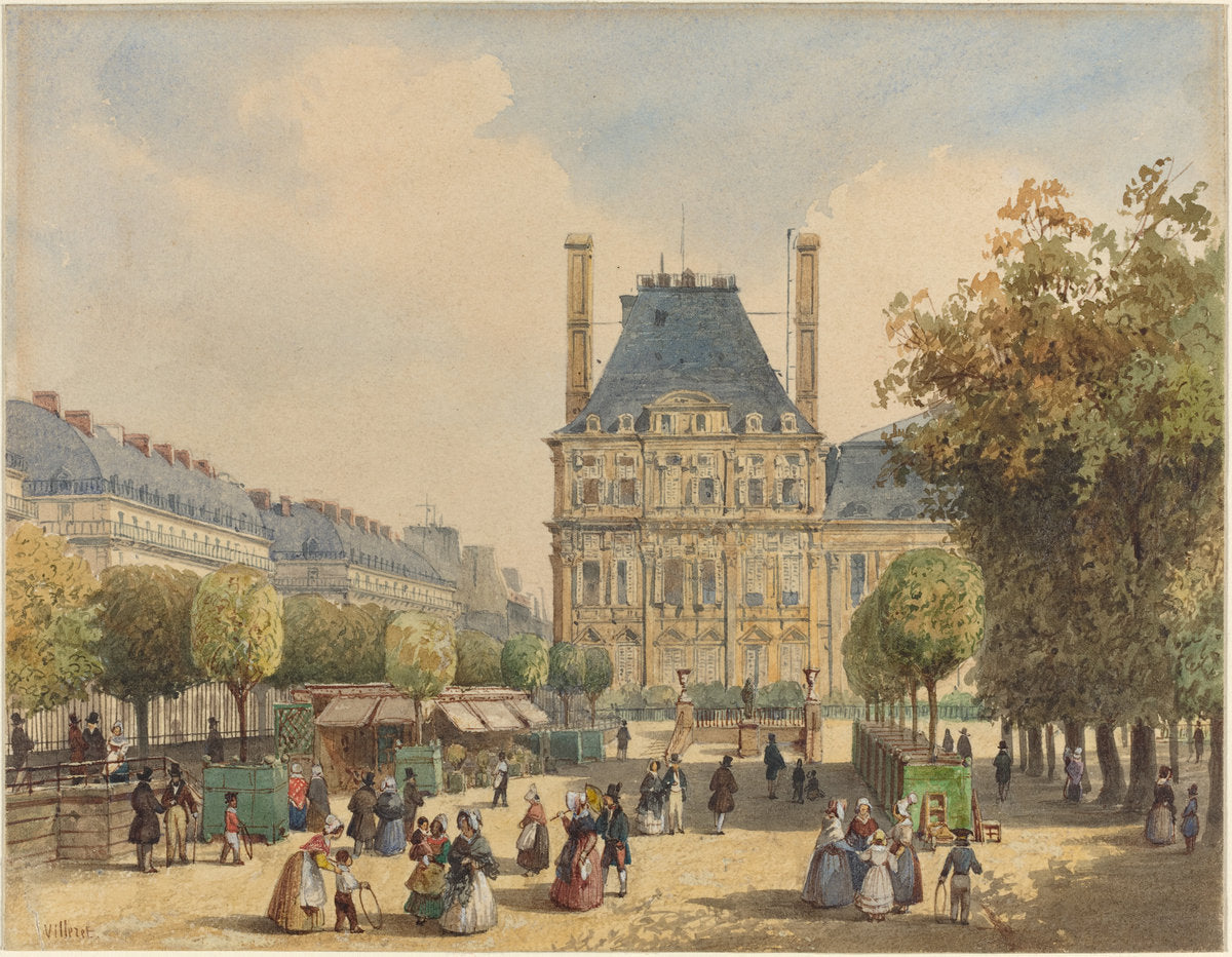 Rue de Rivoli and Pavillon Marsan by François Etienne Villeret (French, c. 1800 - 1866), 16X12"(A3)Poster Print