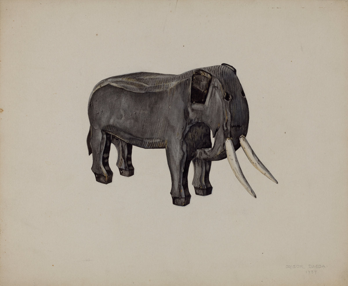 Toy Elephant by Orison Daeda (American, active c. 1935), 16X12"(A3)Poster Print
