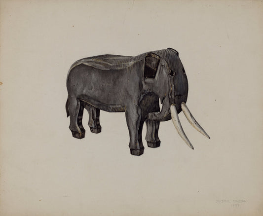 Toy Elephant by Orison Daeda (American, active c. 1935), 16X12"(A3)Poster Print