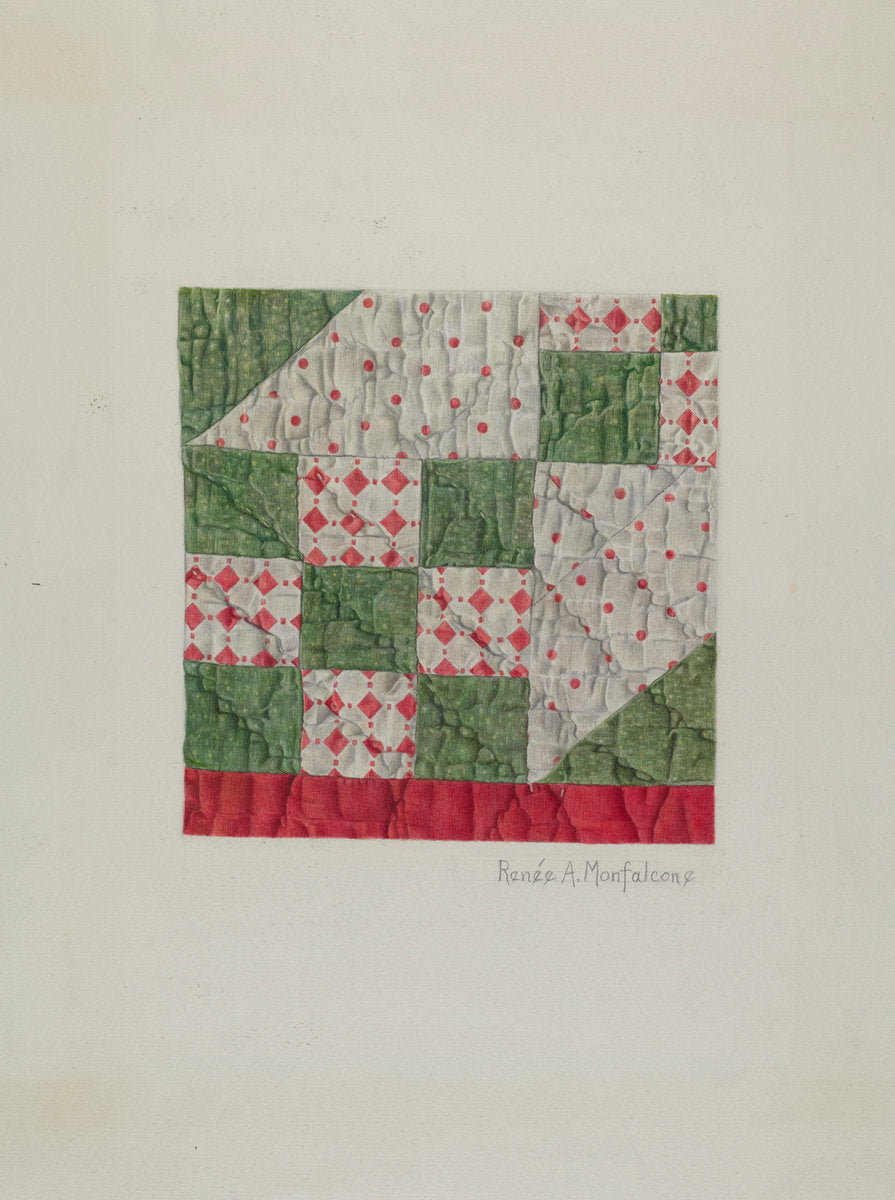 Calico Quilt (Patchwork) by Renee A. Monfalcone (American, active c. 1935), 16X12"(A3)Poster Print