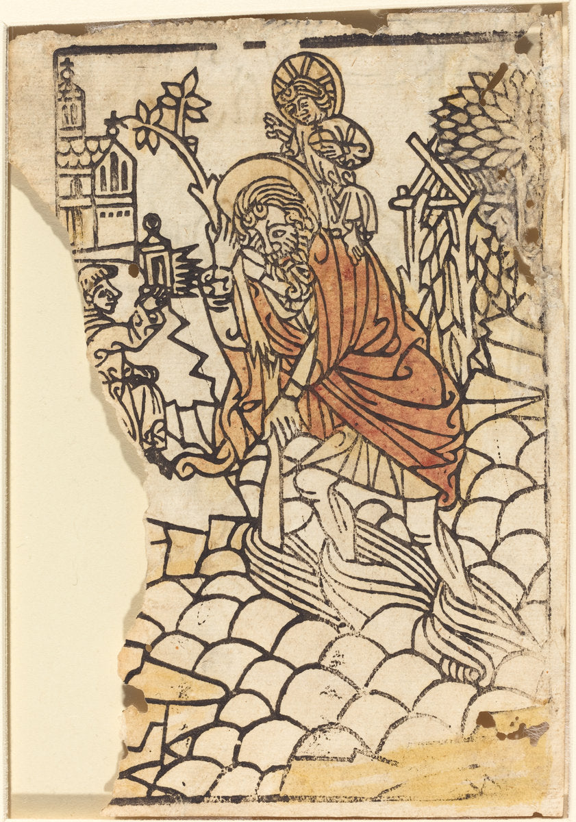 c. 1450/1470 by French 15th Century (Saint Christopher [recto]), 16X12"(A3)Poster Print